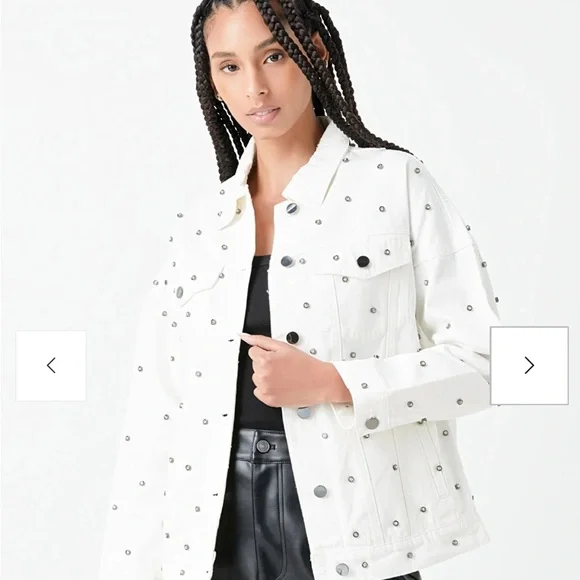 BNWT 🩷 Endless Rose White Polka Dot Jean Jacket - Picture 3 of 3